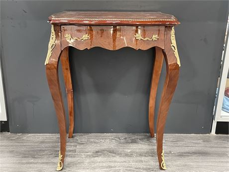 GOLD TRIM SIDE TABLE (28.5” TALL)