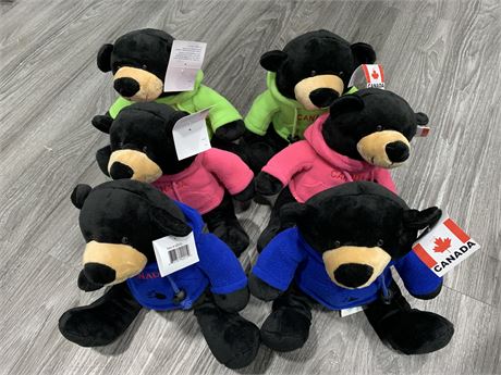 6 NEW STUFFED TEDDY BEARS 10” tall