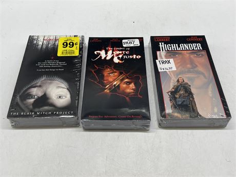 3 SEALED VHS TAPES