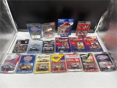 17 MIP DIE CAST CARS - NASCAR, RACING ACTION, ACTION 1:64