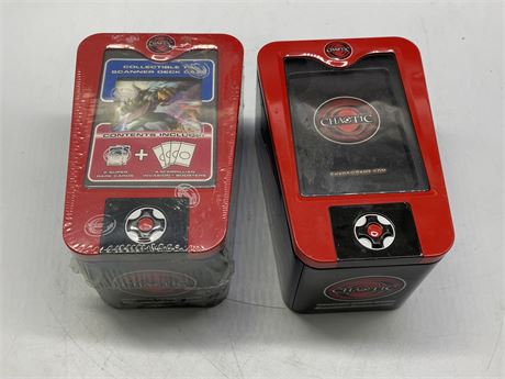 2 CHAOTIC CARD TINS (1 SEALED)