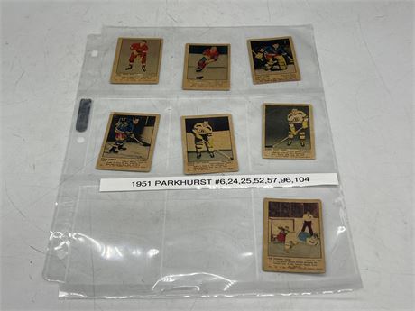 SHEET OF 1951 PARKHURST HOCKEY CARDS