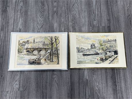 2 LITHOGRAPHS OF HERBELOT FRENCH WATERCOLOUR 18”x12”