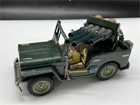 VINTAGE JAPANESE TIN ARMY TRUCK (12” long)