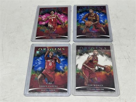 4 NBA ROOKIE ORIGINS CARDS - 3 NUMBERED
