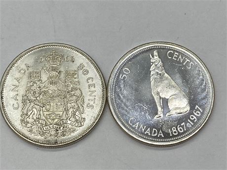1966 & 1967 SILVER 50 CENT PIECES