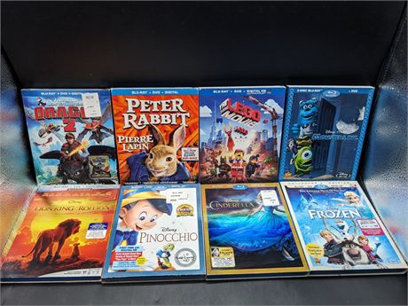 8 KIDS / FAMILY BLURAY MOVIES - EXCELLENT CONDITION