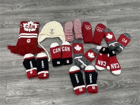 8 PAIRS CANADIAN 2010 VANCOUVER WINTER OLYMPICS MITTENS & TOQUE