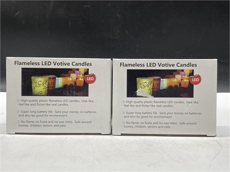 2 NEW IN BOX FLAMELESS LED VOTIVE CANDLES