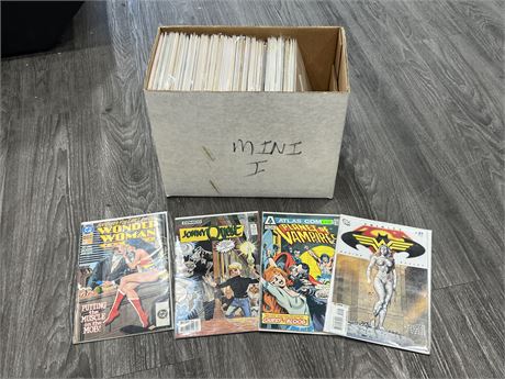 SHORT BOX OF MIXED COMICS - NO DOUBLES, BAGGED & BOARDED