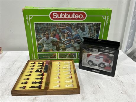 MAGNETIC CHESS, SUBBETEO TABLE SOCCER COMPLETE & ZAMBONI LIGHT