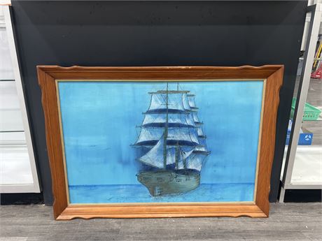 MCM ORIGINAL SIGNED SHIP PAINTING IN FRAME - 40”x28”