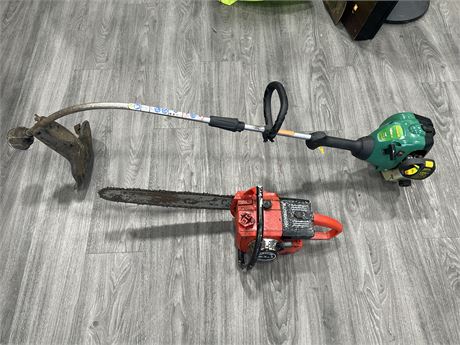 HOMELITE CHAINSAW 16” BLADE & FEATHER LITE WEED EATER
