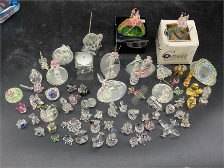 LARGE LOT OF SMALL CRYSTAL FIGURES (Few are Swarovski)