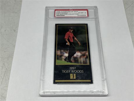 PSA 6 TIGER WOODS LARGE SIZE 1998 CHAMPIONS OF GOLF MASTERS COLLECTIONS CARD