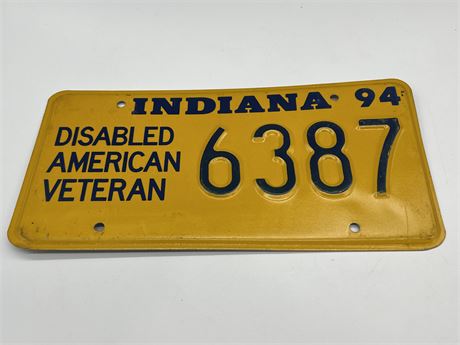 1994 INDIANA DISABLED VETERAN LICENSE PLATE