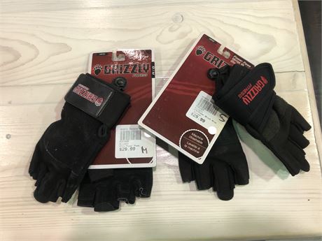 2 PAIRS OF NEW GRIZZLY GYM GLOVES SIZE M/S RETAIL $55