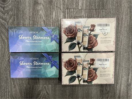 2 NEW ACOLYE SHOWER STEAMERS + 2 NEW PERFUME MOISTURIZERS