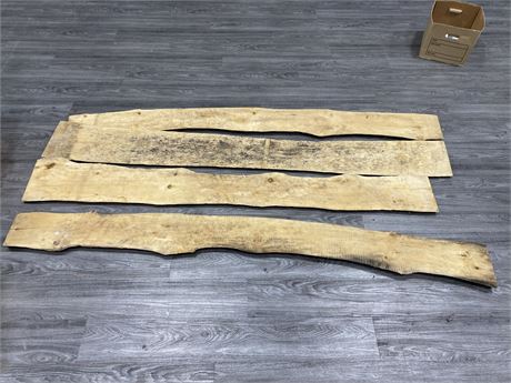 4 PIECES OF LIVE EDGE WOOD (90” long)