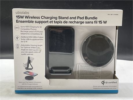 NEW UBIOLABS 15W WIRELESS CHARGING STAND & PAD BUNDLE