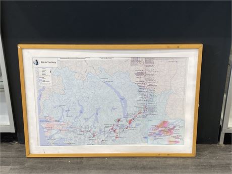 FRAMED VINTAGE FIRST NATIONS STO:LO TERRITORY MAP (38.5”X26”)