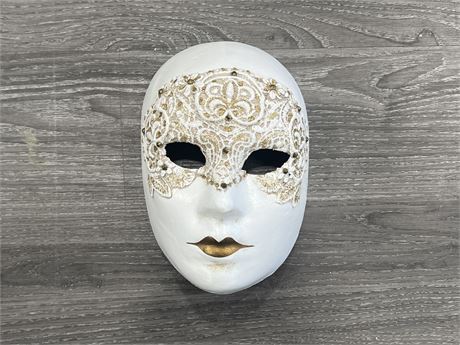 SIGNED / STAMPED VENETIAN MASK - HAND CRAFTED IN ITALY - 9” LONG