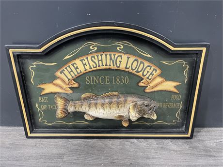 LARGE 3D WOODEN / RESIN “THE FISHING LODGE” SIGN (24”x16”)