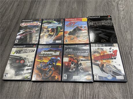 8 PS2 RACING GAMES (CONDITION VARIES)