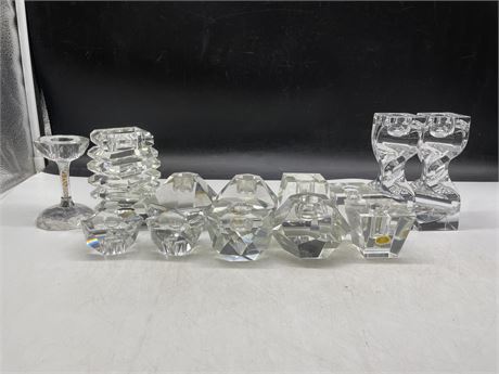 14 CRYSTAL CANDLE HOLDERS