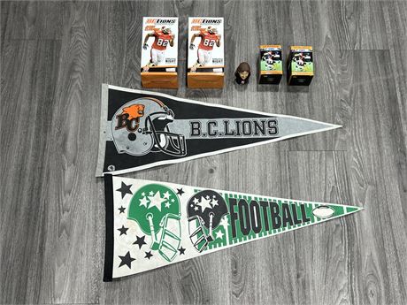 BC LIONS COLLECTABLES - PENNANTS, BOBBLEHEADS, ETC