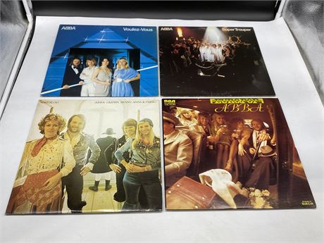 4 ABBA RECORDS - VG (Slightly scratched)