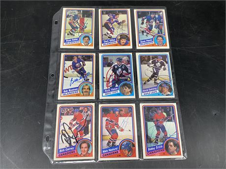 (9) 1984 SIGNED NHL CARDS