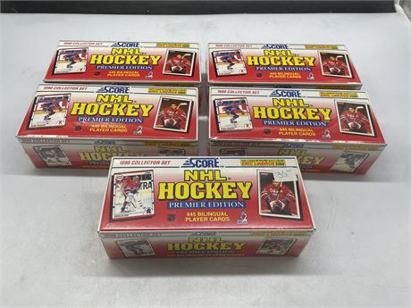 5 SEALED 1990 SCORE NHL COLLECTOR SETS
