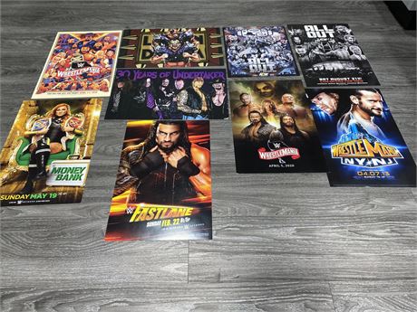 9 WRESTLING POSTERS (17”x11”)