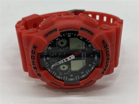 AS NEW RED MENS CASIO G-SHOCK WATCH