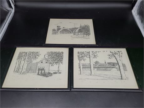3 INK SKETCHES BY JERRY STAPELY 77’& 78’ (12"x9")