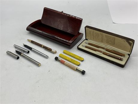 LOT OF BALL AND FOUNTAIN PENS WITH HALLMARK PENS