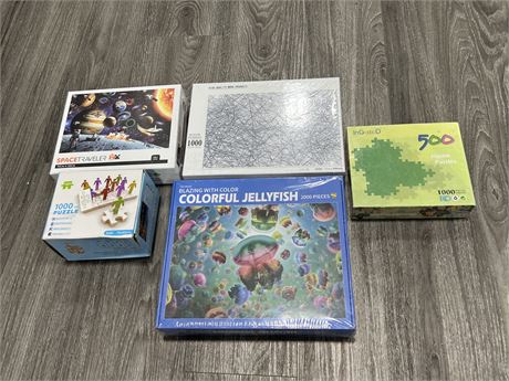 (5) SEALED 1000PC JIGSAW PUZZLES