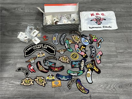 COLLECTION OF MOTORCYCLE PINS & BADGES