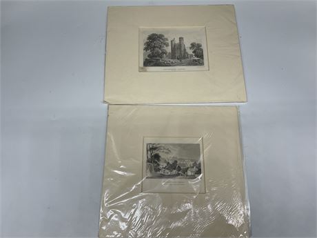 2 VINTAGE ENGLISH LITHOGRAPH PICTURES (10.5x11)