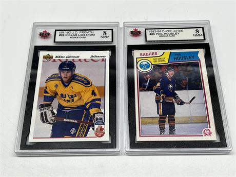 2 KSA GRADED 8 NHL ROOKIE CARDS