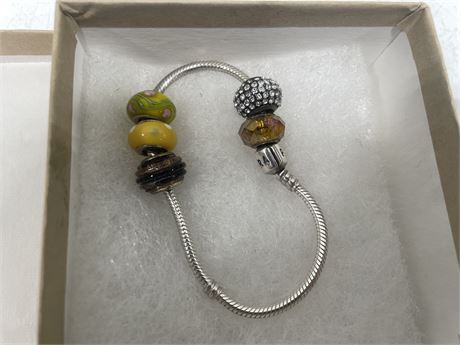 PANDORA BRACELET WITH STERLING CHARMS