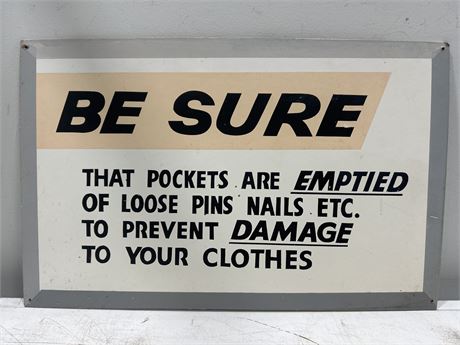 VINTAGE 1950’S LAUNDRY SIGN - 22” X 14”