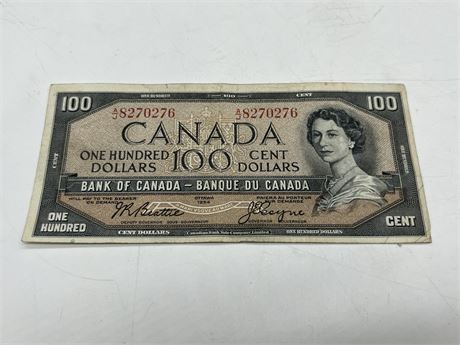 1954 BANK OF CANADA $100 BILL (Good condition)