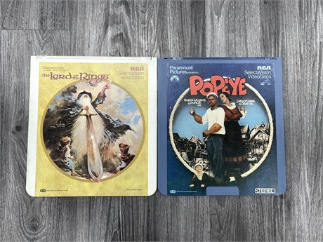 2 SELECTAVISION VIDEO DISCS - POPEYE & LORD OF THE RINGS