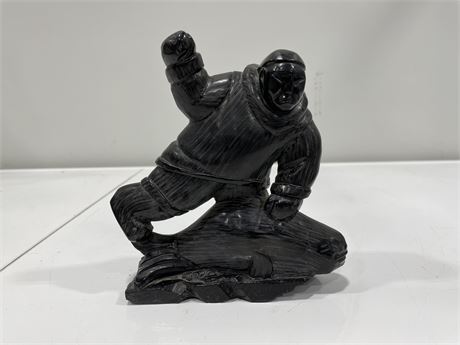 UNSIGNED ARGILLITE CARVING (6.5” TALL - 6” WIDE)