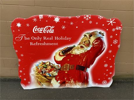 ORIGINAL DOUBLE SIDED COCA-COLA XMAS CARDBOARD CUT OUT (5ft wide)