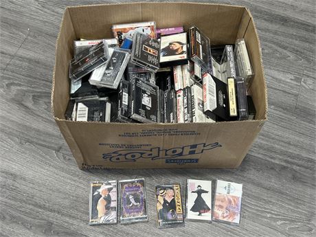 LARGE BOX OF CASSETTE TAPES - SOME NEW