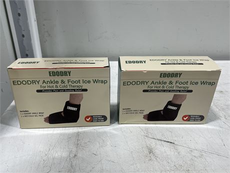 2 NEW EDODRY ANKLE / FOOT ICE WRAP HOT N COLD - RETAIL $39.99