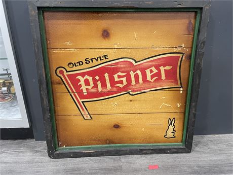 WOODEN OLD STYLE PILSNER SIGN 25”x25”